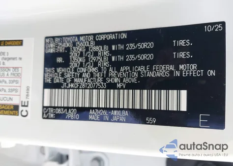 2026 Lexus Nx 450H+ Luxury z USA, uszkodzony, nr VIN JTJHKCFZ8T2077533